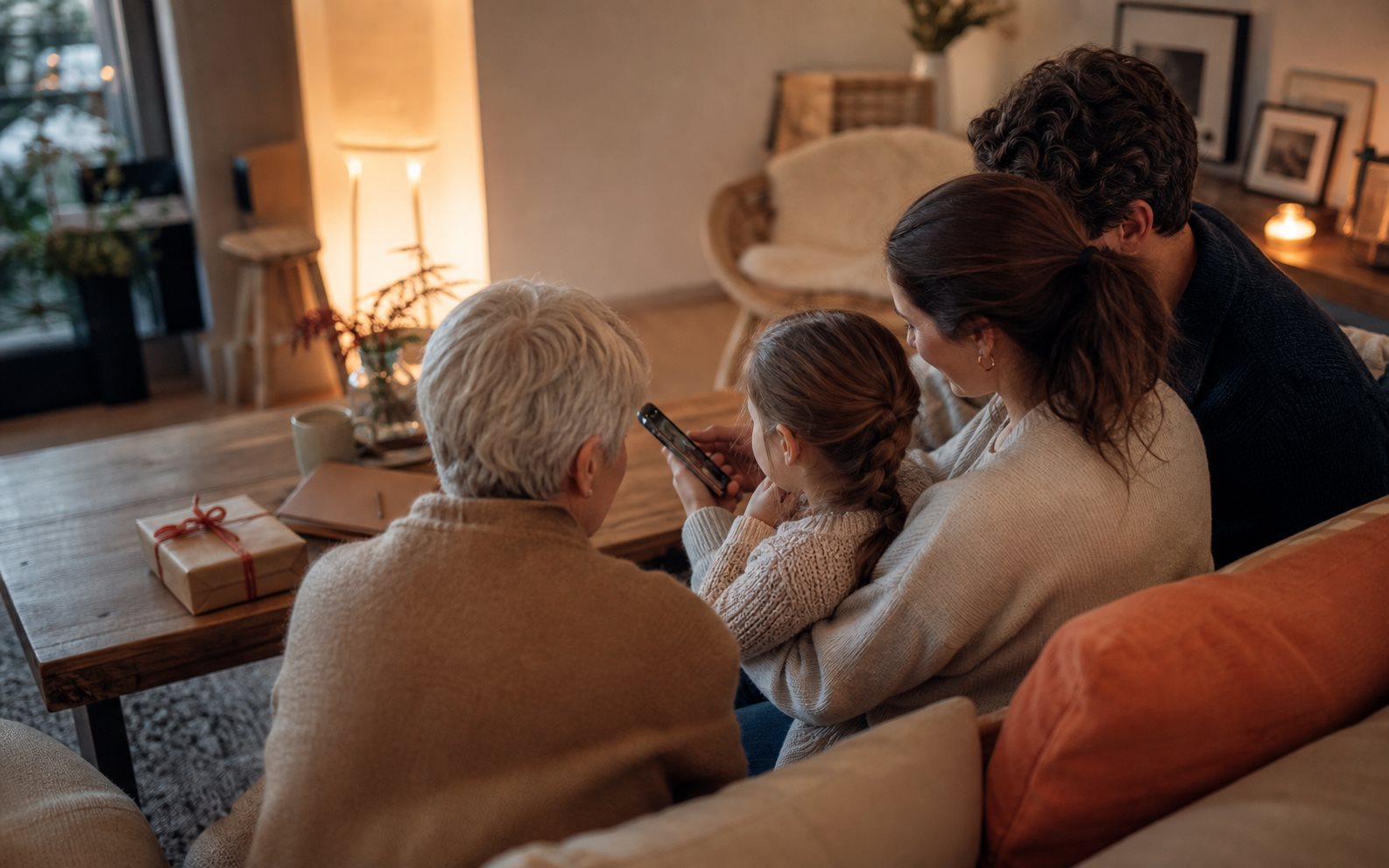 Familie hoert zusammen einen persoenlichen Song
